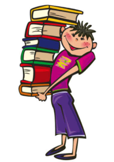 Cartoon man carrying books