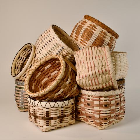 Pile of hand-woven baskets