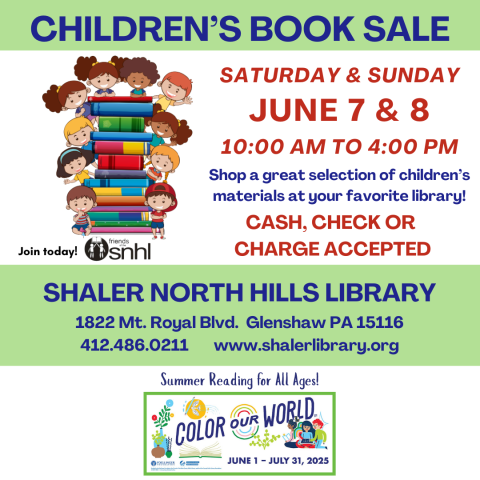 Colorful graphic of Children with Books and information about Summer Reading Program