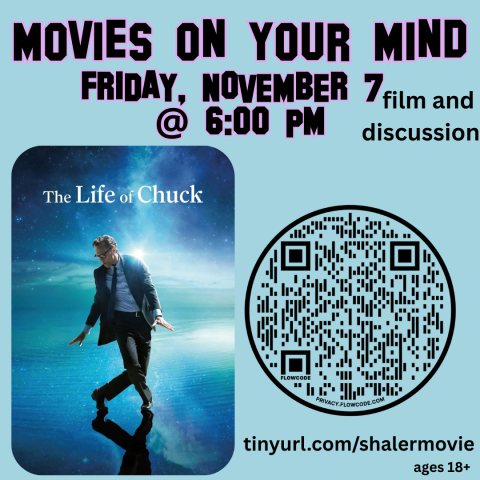 Movie poster of a man walking against a blue background