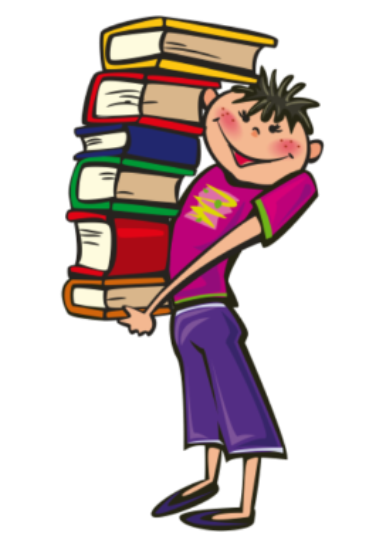 Man holding stack of books